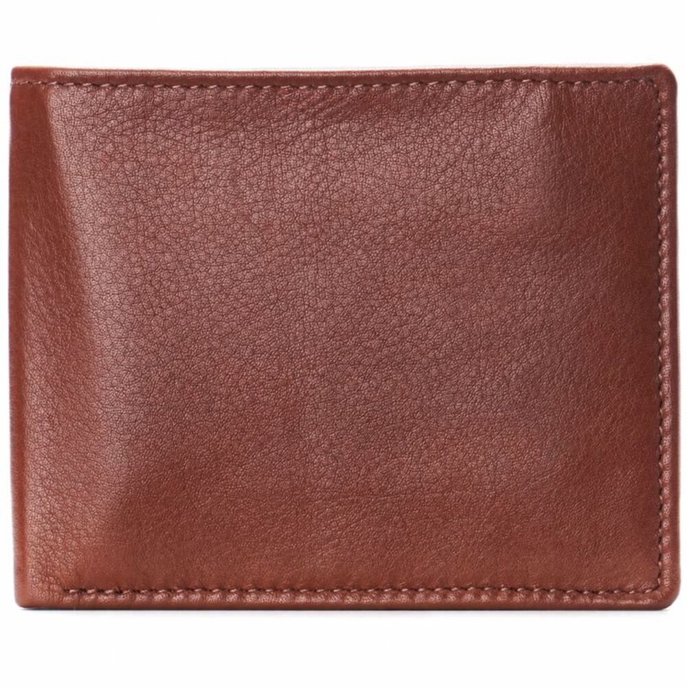 Alpine Swiss Mens Leather RFID Bifold Wallet 2 ID Windows Divided Bill Section